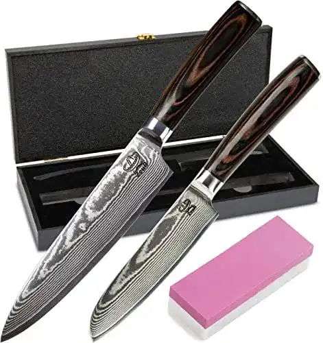 Damastmesser-Set ZEUß 2er mit 32 cm und 24 cm
