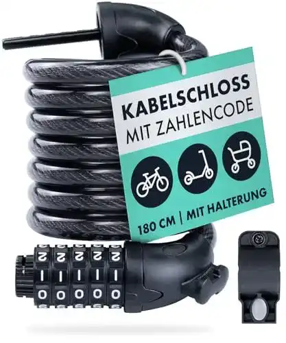 Kabelschloss Aaron Spin Fahrradschloss mit 5-stelligem Zahlencode