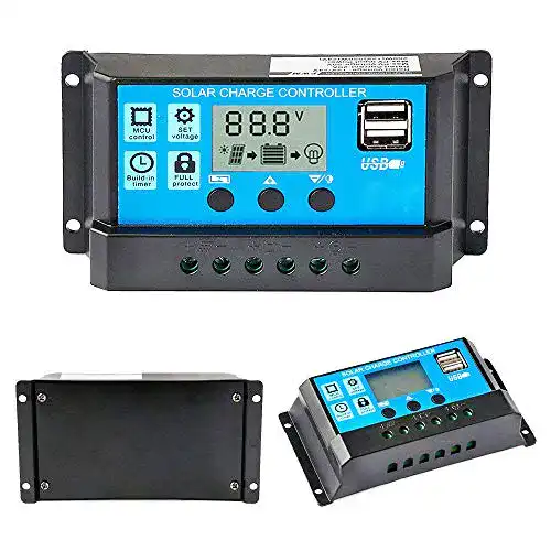 Solarladeregler Y&H 10A für 12V/24V Systeme mit USB-Ausgang und LCD-Anzeige
