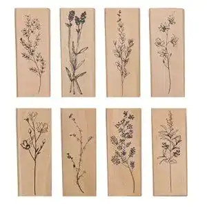 Motivstempel Set mit 8 Holzstempeln für Scrapbooking und DIY Projekte
