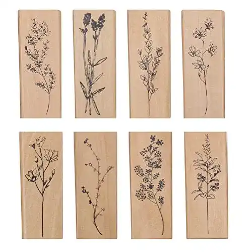 Motivstempel Set mit 8 Holzstempeln für Scrapbooking und DIY Projekte