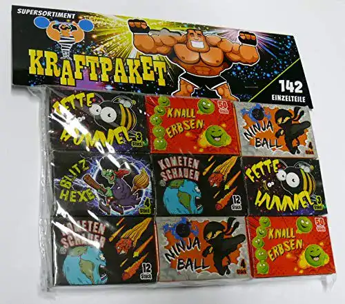 Jugendfeuerwerk Startrade Feuerwerk Kraftpaket mit 142 Einzelteilen