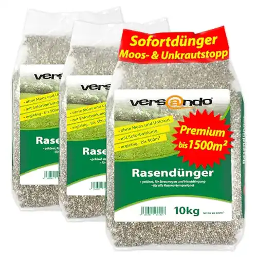Moosvernichter und Rasendünger von versando 30kg für Rasenpflege