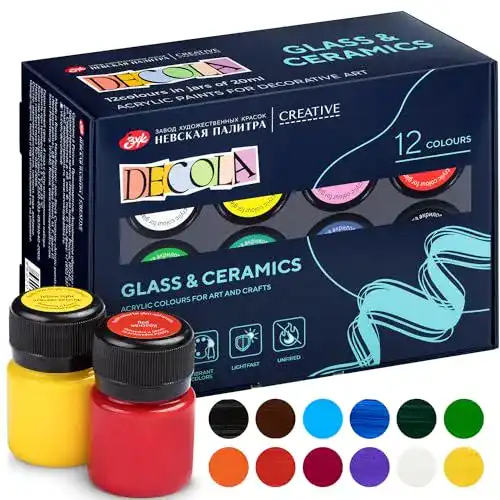 Decola Glasfarbe Set – 12x20ml Porzellanfarben für kreative Projekte