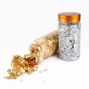 Goldstaub Ewtshop Blattgold-Flocken in Silber und Gold, je 3g
