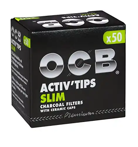 Aktivkohlefilter OCB ActivTips Slim 7 mm mit Keramikkappen 5 x 50 Stück