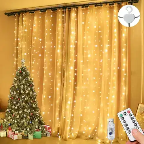 Lichtervorhang 3x3m mit 300 LEDs und 8 Beleuchtungsmodi