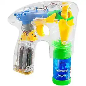 Seifenblasenpistole mit LEDs und Seifenblasenlösung
