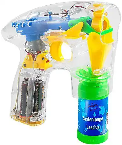 Seifenblasenpistole mit LEDs und Seifenblasenlösung
