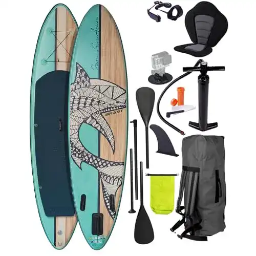 Brast SUP Board Shark Aufblasbares Stand Up Paddle Set mit Zubehör