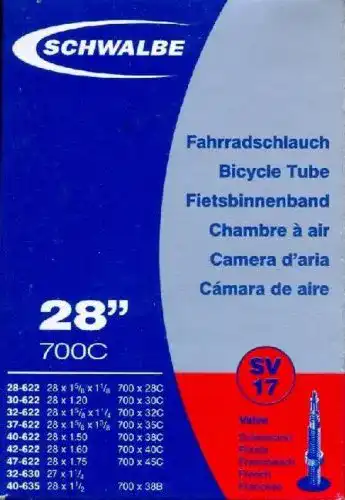 Fahrradschlauch 28 Zoll Schwalbe SV40 für Erwachsene