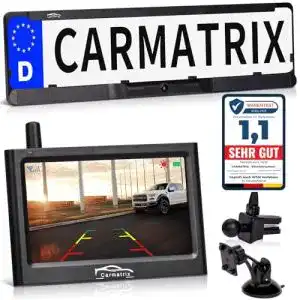 Solar Rückfahrkamera Carmatrix Funk mit Monitor und Solarpanel