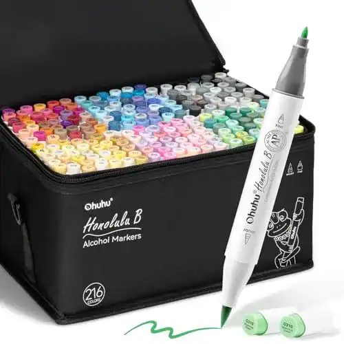 Graffiti-Stifte Ohuhu Marker Set mit 216 Farben und Doppelspitzen