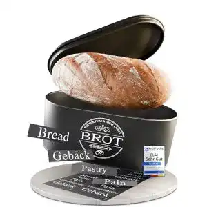 Kleiner Idealtastic Premium 2in1 Brotkasten schwarz für Brotaufbewahrung