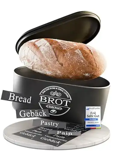 Kleiner Idealtastic Premium 2in1 Brotkasten schwarz für Brotaufbewahrung