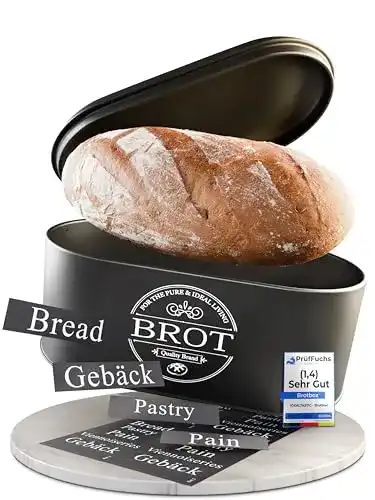 Kleiner Idealtastic Premium 2in1 Brotkasten schwarz für Brotaufbewahrung