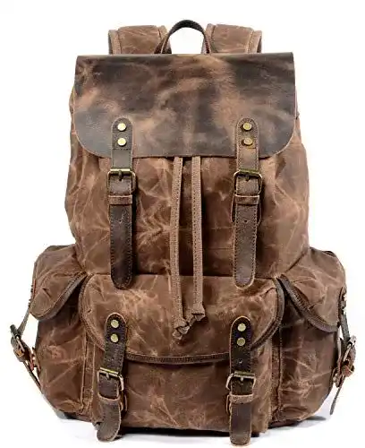 Lederrucksack von WUDON für Herren strapazierfähiger Rucksack