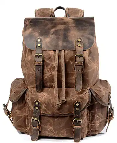 Lederrucksack von WUDON für Herren strapazierfähiger Rucksack