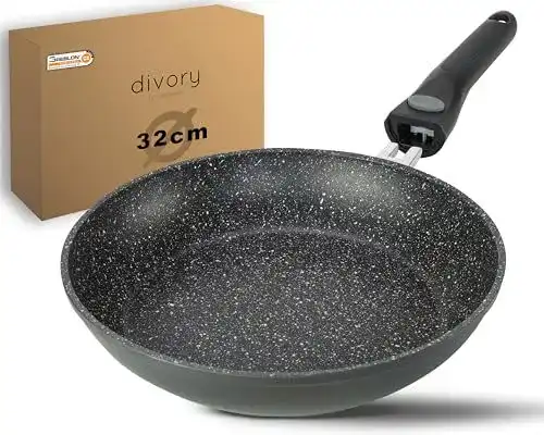 Divory Pfanne 32 cm mit abnehmbarem Griff und Antihaftbeschichtung