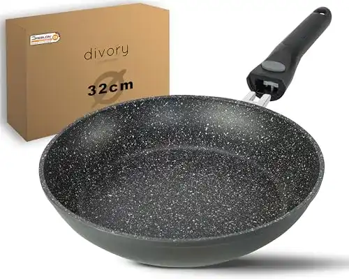 Divory Pfanne 32 cm mit abnehmbarem Griff und Antihaftbeschichtung
