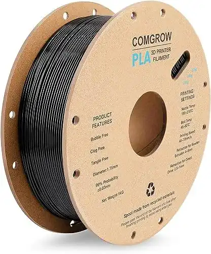 PLA-Filament Comgrow 1,75 mm für 3D-Drucker, 1 kg Spule, schwarz