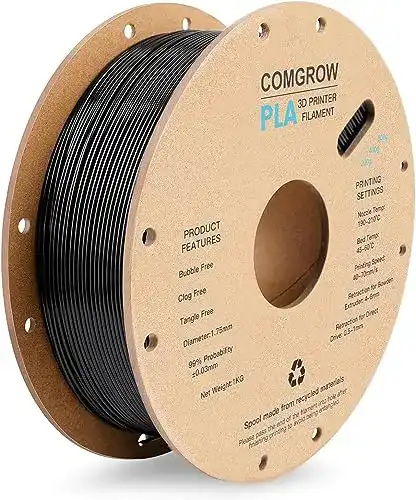 PLA-Filament Comgrow 1,75 mm für 3D-Drucker, 1 kg Spule, schwarz