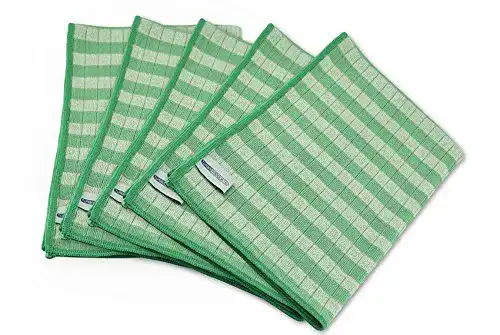 Bambus Geschirrtücher in Grün – antibakteriell, waschbar, fusselfrei, 5er Set