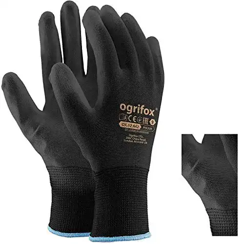 Arbeitshandschuhe Ogrifox LTD mit PU-beschichtetem Nylon in Schwarz