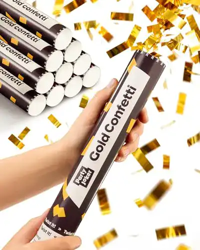 Konfettikanone Partyjoker 10er Set in Gold – Sicher und Einfach zu Bedienen