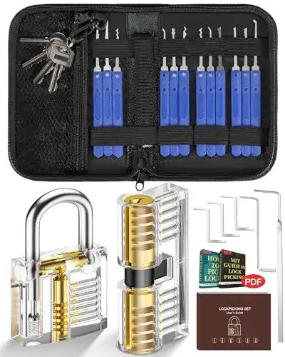 IPSXP Lockpicking Set mit 25 Teilen – Dietrich Set für Einsteiger und Profis