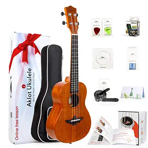Tenor-Ukulele AKLOT mit massiver Fichtendecke für Erwachsene