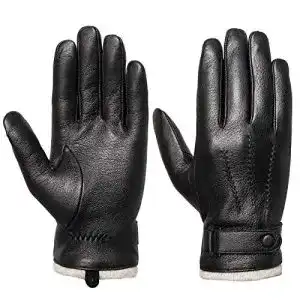 Lederhandschuhe für Herren von Acdyion mit Touchscreen und Wollfutter