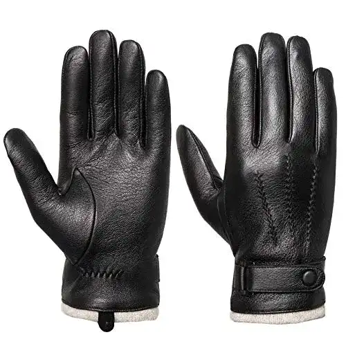 Lederhandschuhe für Herren von Acdyion mit Touchscreen und Wollfutter