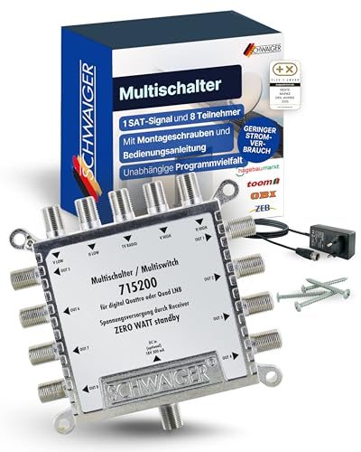 Multischalter Schwaiger 5200 – 8-Fach SAT-Verteiler für Satellitensignale