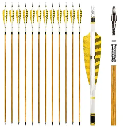 Carbonpfeile REAWOW 12er Set mit 4 Zoll Naturfedern und 31 Zoll Länge