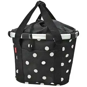 Fahrradkorb vorne Klickfix Damen Bikebasket Lenkerkorb Black Dots