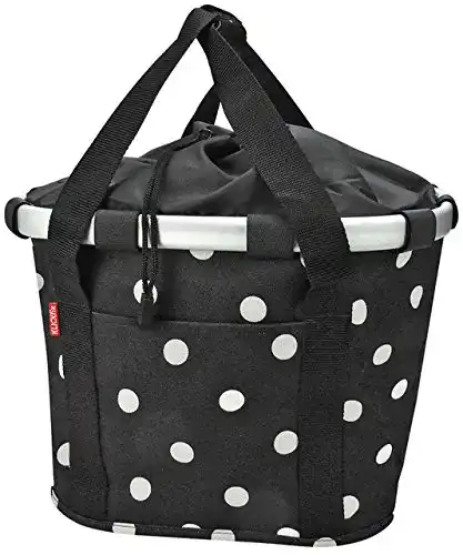 Fahrradkorb vorne Klickfix Damen Bikebasket Lenkerkorb Black Dots