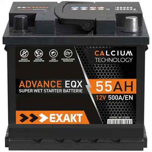 Autobatterie 55Ah 12V Starterbatterie für PKW und KFZ