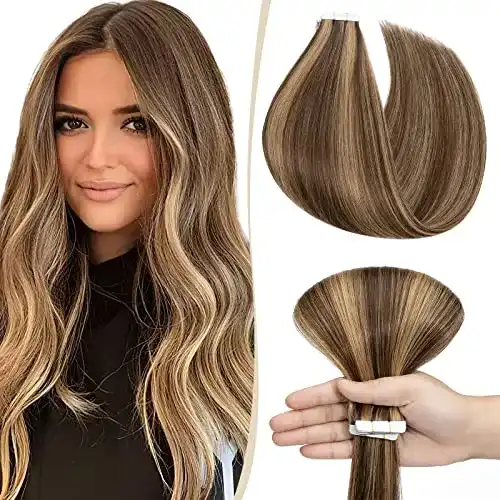 Tape-Extensions SEGO Echthaar Haarverlängerung in Mittelbraun/Honigblond