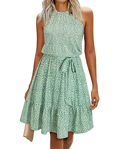 Sommerkleid Newshows Damen knielang mit Neckholder und Taschen