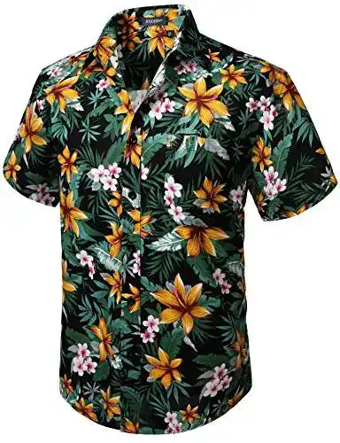 Hawaiihemd HISDERN Herren Funky Blumen Kurzarm