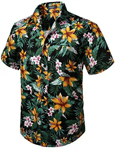 Hawaiihemd HISDERN Herren Funky Blumen Kurzarm