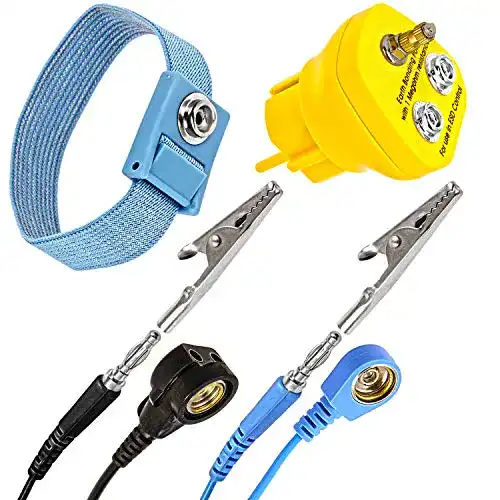 Antistatik-Armband Minadax mit Erdungsbaustein und Manschette