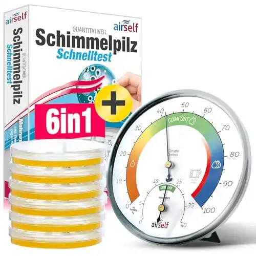 Schimmeltest airself und Thermohygrometer im Vergleich