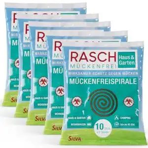 Mückenspirale Rasch Mückenfreispirale 5 x 10 Stück mit Halter