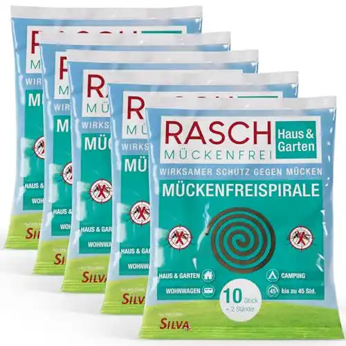 Mückenspirale Rasch Mückenfreispirale 5 x 10 Stück mit Halter