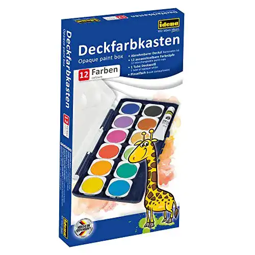 Idena 22061 Deckfarbkasten mit 12 Farben für künstlerische Projekte