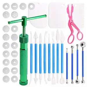 Fondant Presse Swpeet 36 Teile Set mit grünem Extruder und Zubehör
