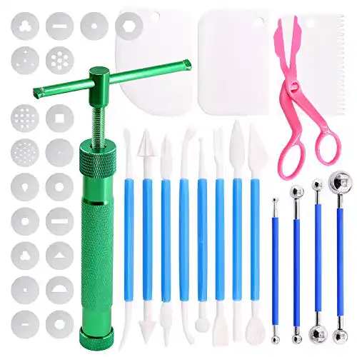Fondant Presse Swpeet 36 Teile Set mit grünem Extruder und Zubehör