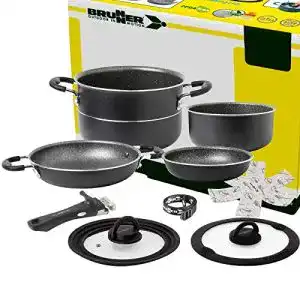 Camping Kochgeschirr Brunner Alu-Topfset 7+1 teilig für 4 Personen